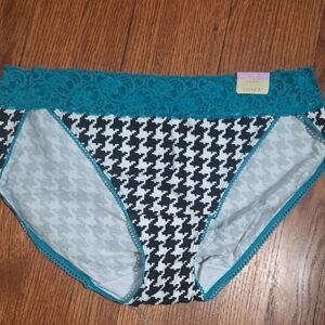 Lane Bryant Teal and Black Houndstooth Panties
